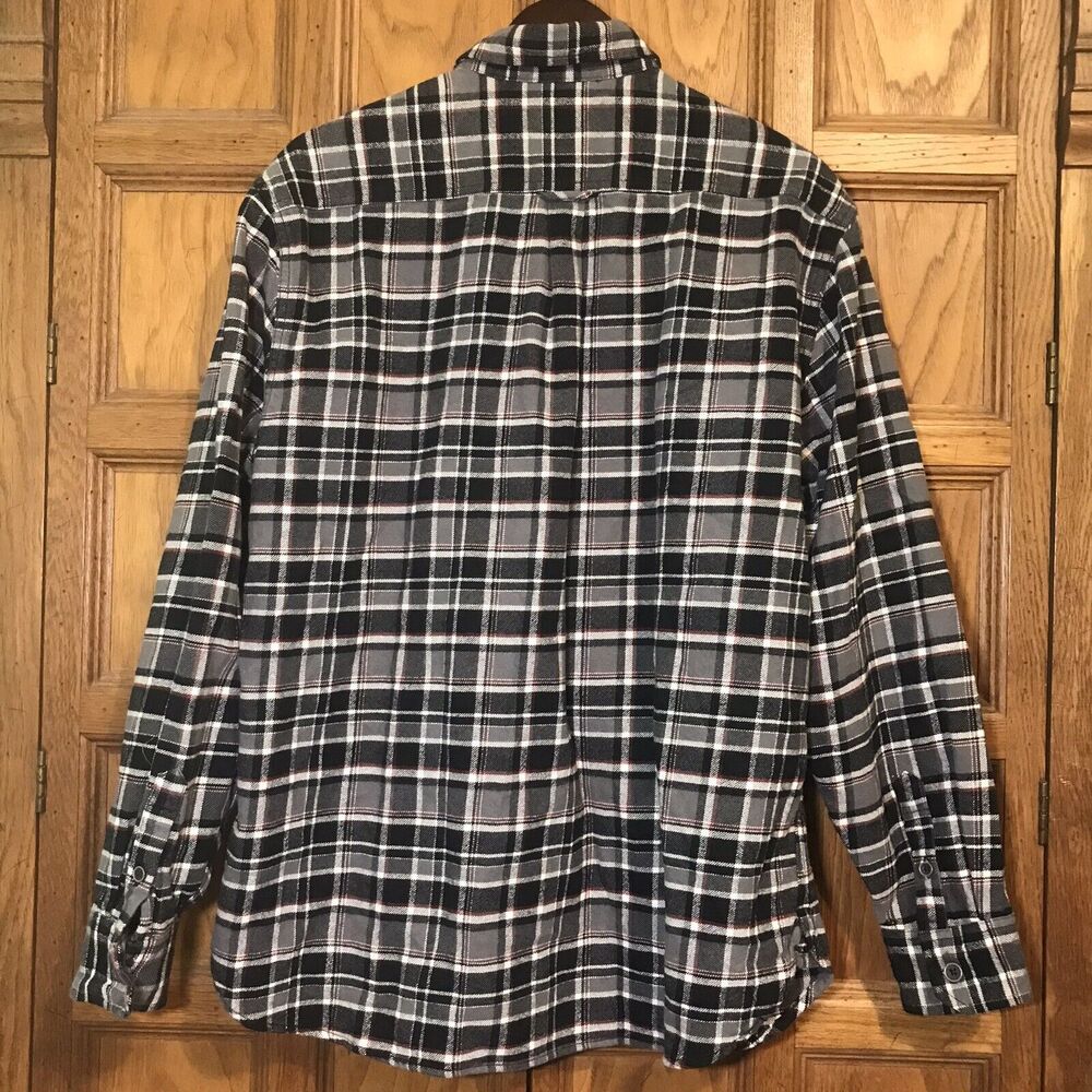 Jachs Brawny 9 oz. Flannel Shirt Men's XL Button Up Black White Plaid Shacket - Picture 7 of 11
